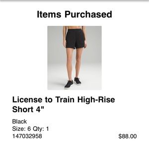Lululemon licensed to train high rise size 6